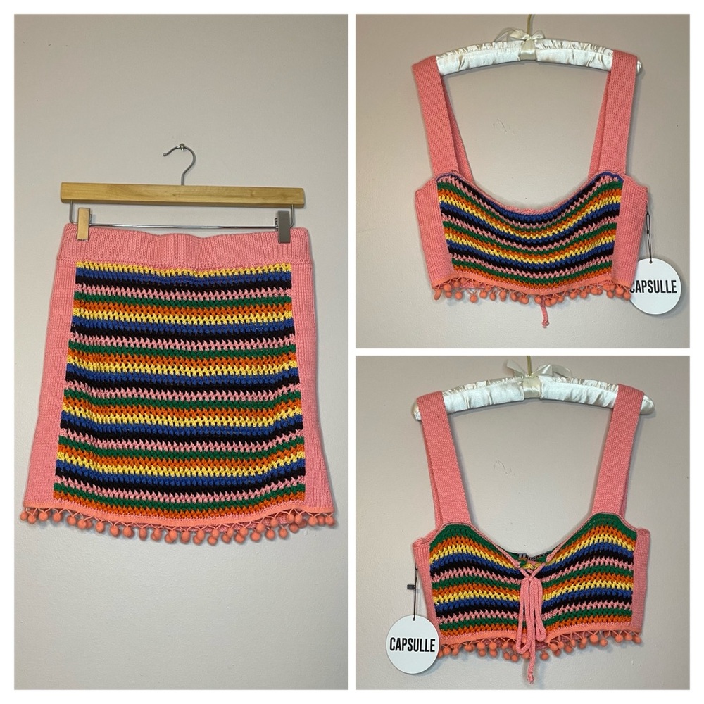 Matching set crochet Capsulle crop top and skirt large nwt boho festival